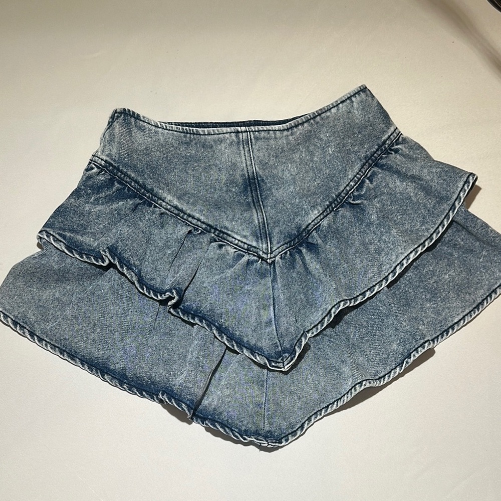 Jean Ruffle Skirt - country concert mini skirt!